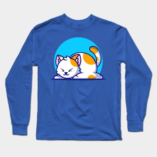 Cute Fat Cat Sleeping Cartoon Long Sleeve T-Shirt